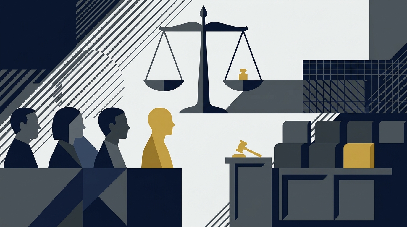 Editorial illustration for the article: Hung Juries and Holdouts: What Voir Dire Patterns Predict Them