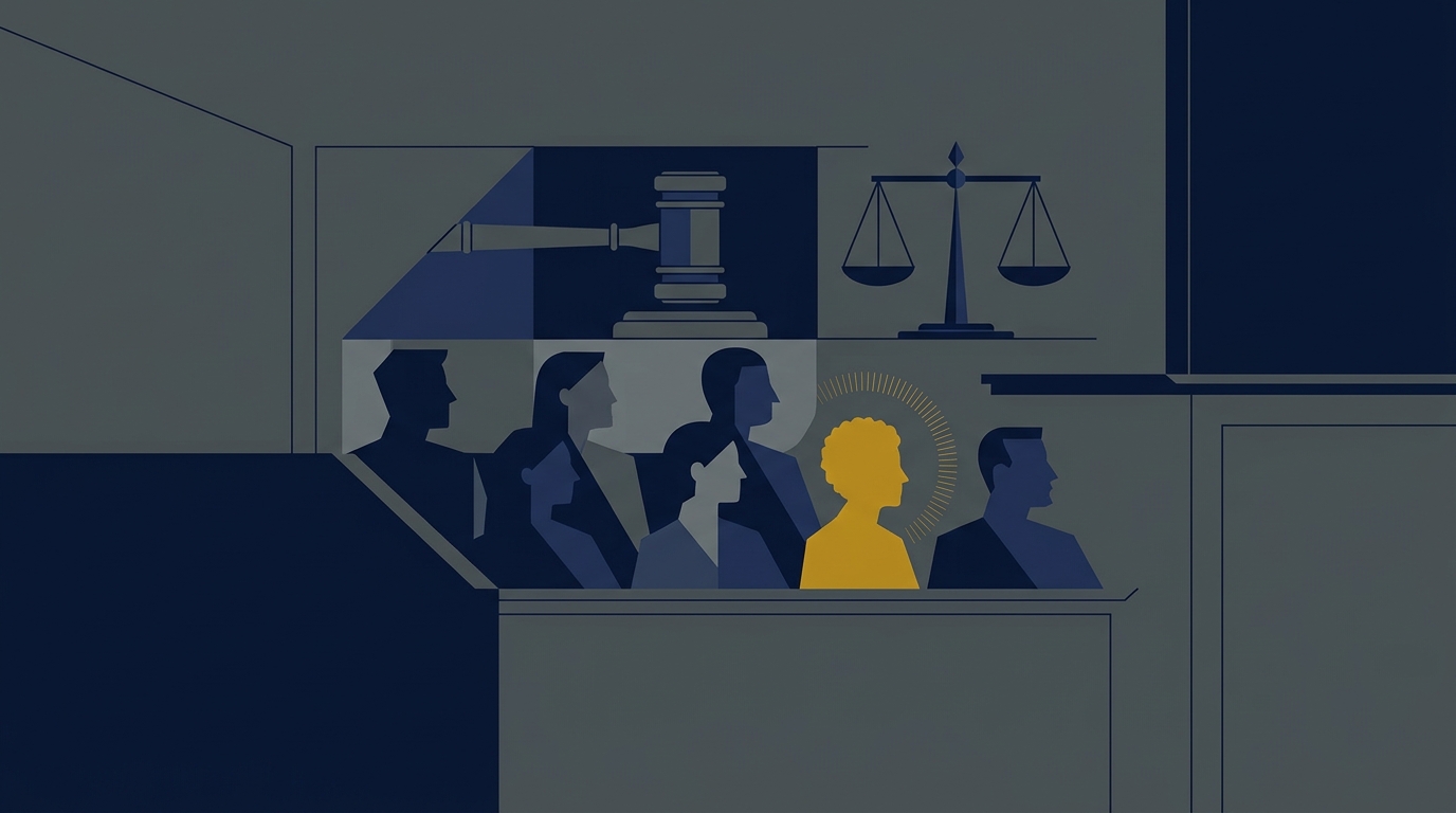 Editorial illustration for the article: Jury Selection Strategy: How Trial Attorneys Can Use Behavioral Science to Identify Biased Jurors